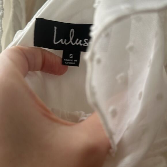 Lulus | Dagny White Lace Swiss Dot Ruffled Midi Dress | S NWT - Picture 6 of 7
